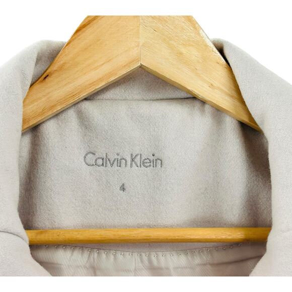 CALVIN KLEIN Beige Wool Blend Pea Coat Jacket Size 4‎ - Picture 8 of 11